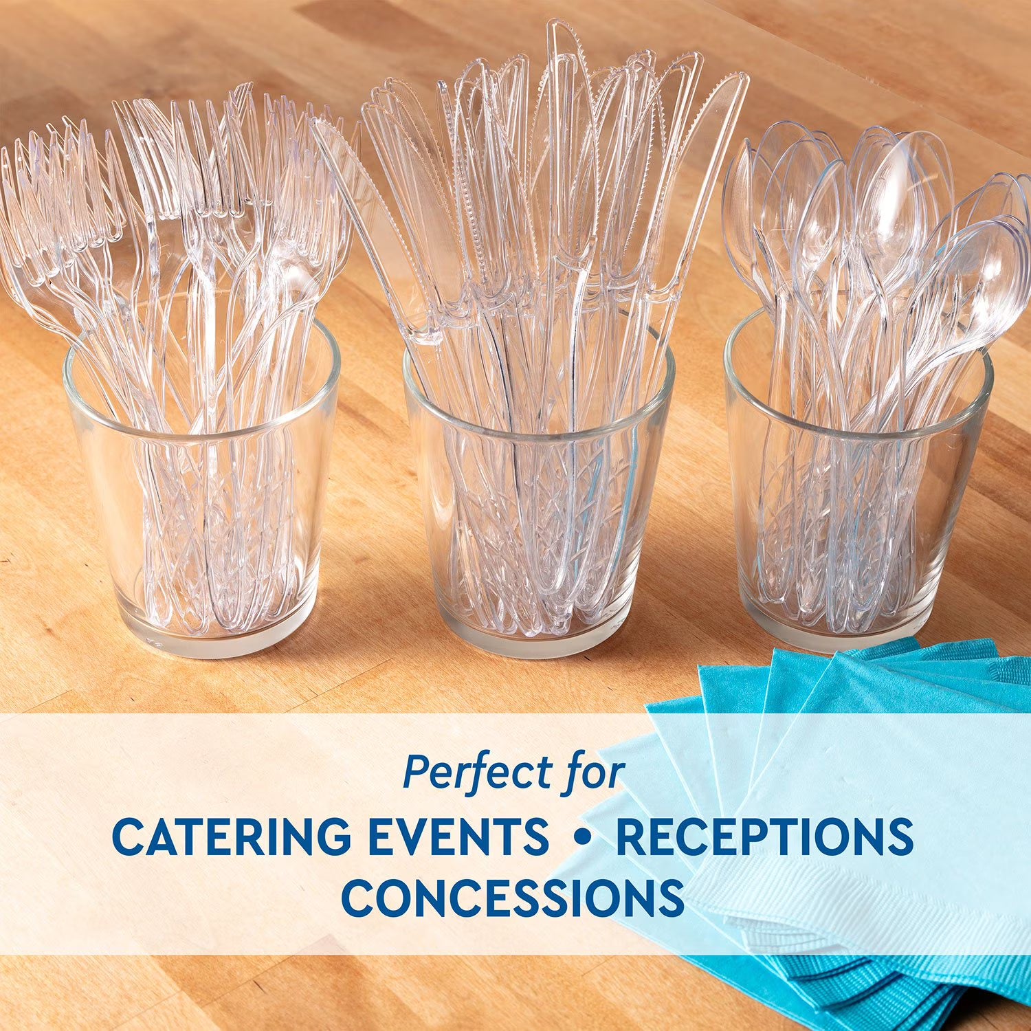 Member’s Mark Clear Plastic Cutlery Set – 360-Piece Combo (Forks, Knives & Spoons) | Heavy-Duty & Disposable