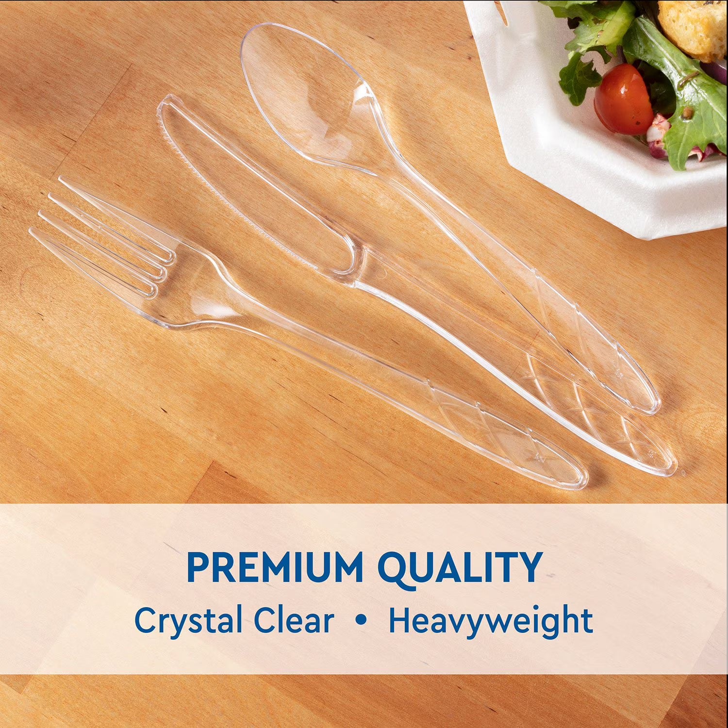Member’s Mark Clear Plastic Cutlery Set – 360-Piece Combo (Forks, Knives & Spoons) | Heavy-Duty & Disposable